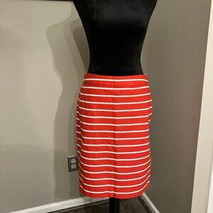 NWT Banana Republic size 4‎ red and white striped midi pencil skirt